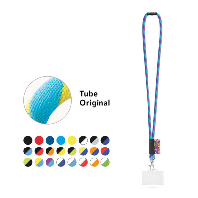 WATFORD. SET Lanyard TUBE Long (Ø 7 mm) com mosquetão de gatilho 9 mm, Fecho de segurança Ø 7 mm e Porta-crachá / cartões rígido